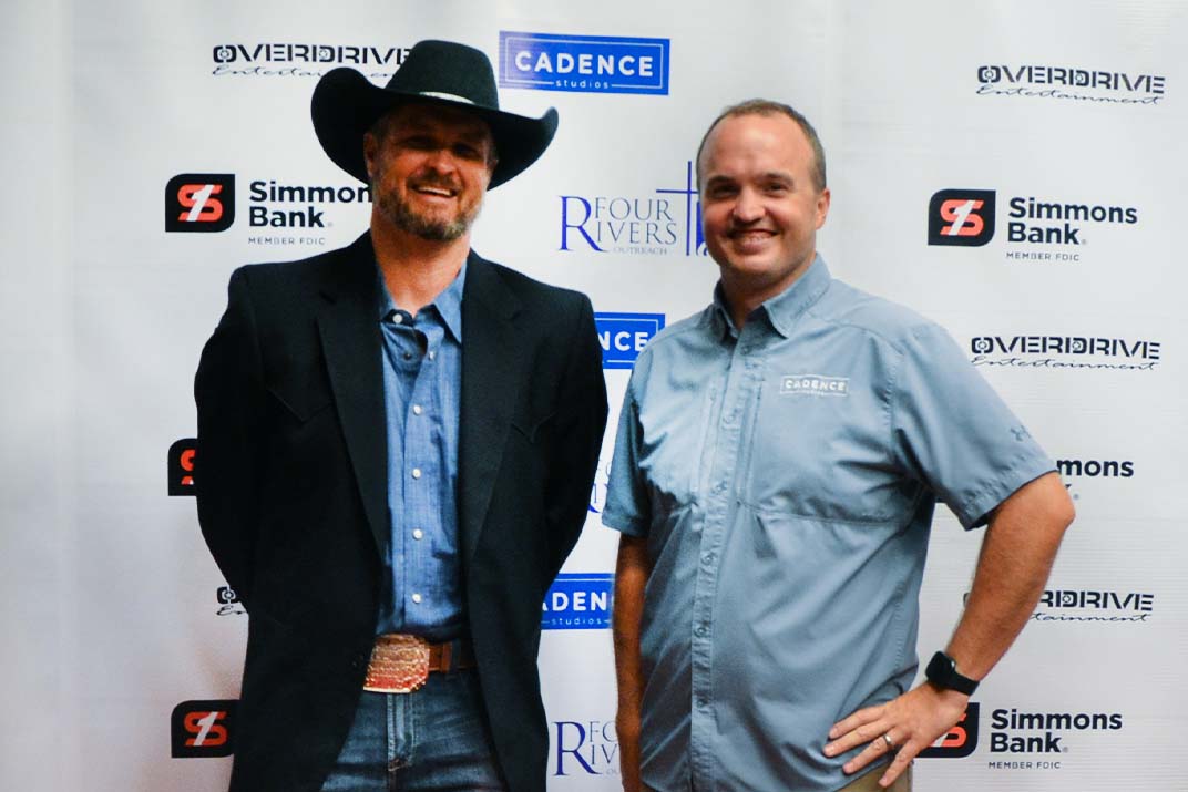 Jason "Fuzzy" Smith with Overdrive Entertainment and David Tarvin with Cadence Studios at the Four Rivers Outreach Banquet